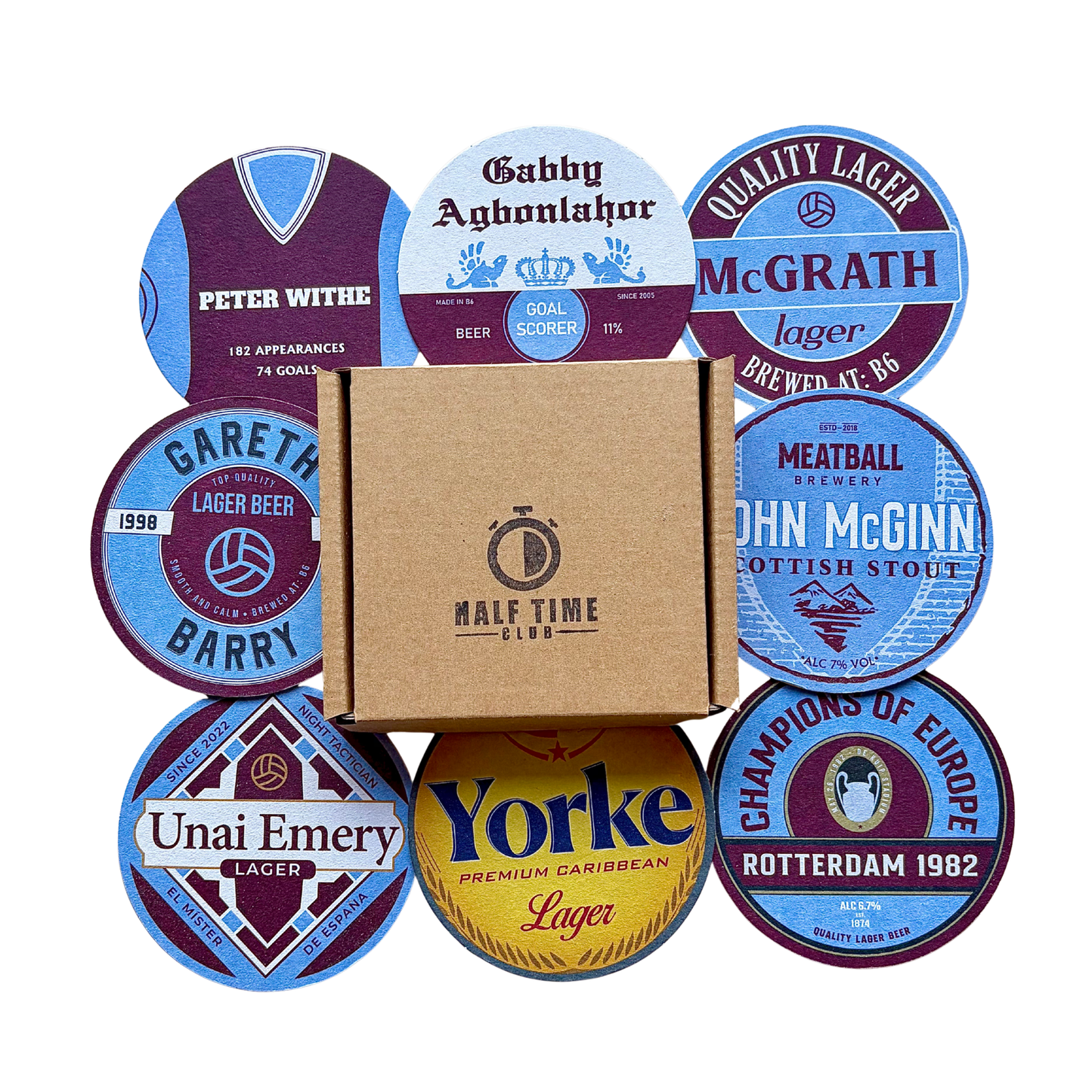 Football Beer Mats (8-Pack)