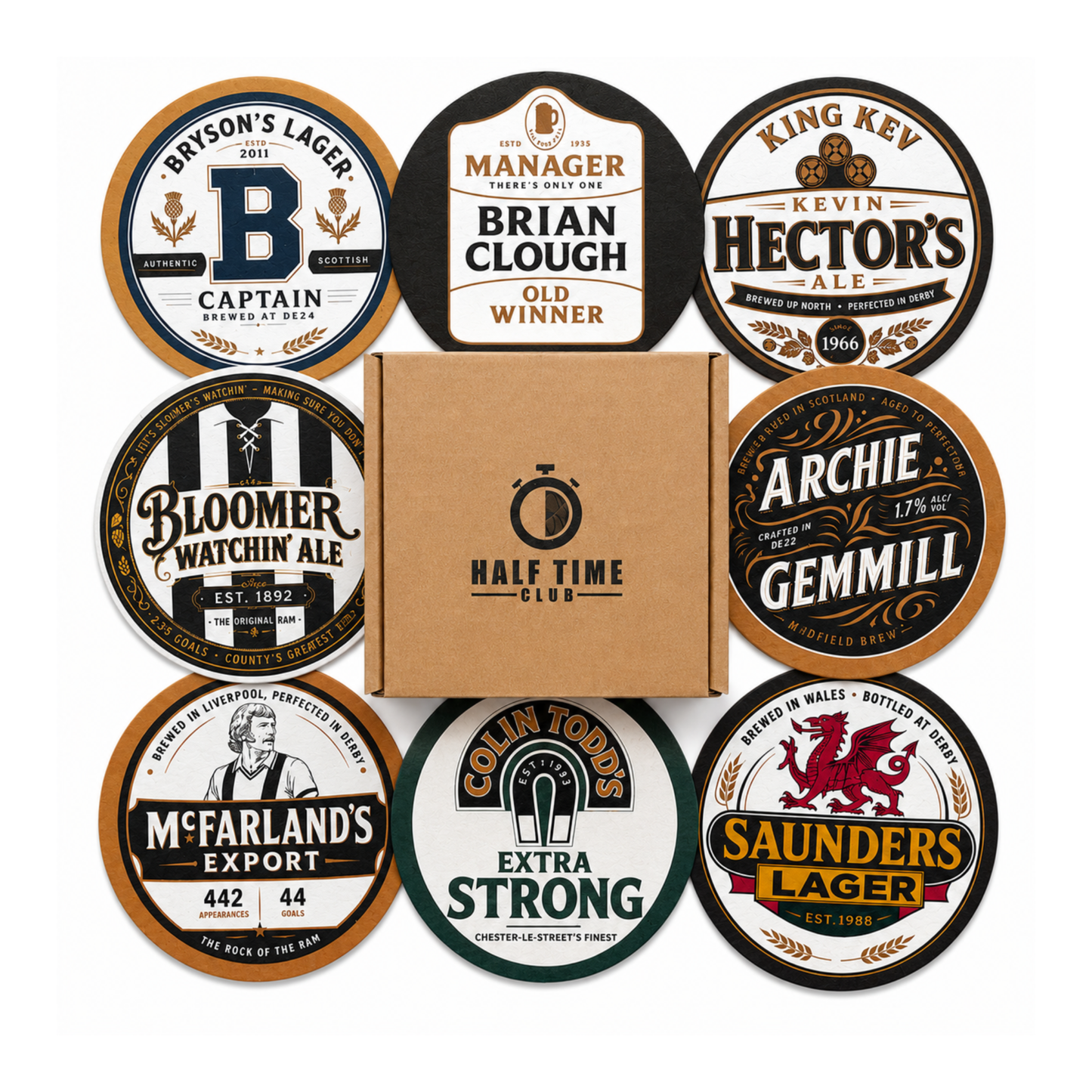 Football Beer Mats (8-Pack)